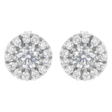 14k White Gold 1 cttw Diamond Halo Stud Earrings (I-J Clarity, I1-I2 Color)
