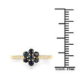 0.45 Carat Genuine Blue Sapphire and White Diamond 10K Yellow Gold Ring