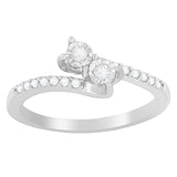 10K White Gold 1/4 Cttw Two-Stone Diamond Bypass Engagement Ring