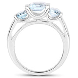 3.21 Carat Genuine Blue Topaz .925 Sterling Silver Ring