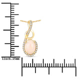 0.56 Carat Genuine Ethiopian Opal and White Diamond 14K Yellow Gold Pendant