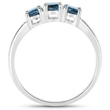 1.35 Carat Genuine London Blue Topaz and White Diamond .925 Sterling Silver Ring