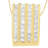 14K Yellow Gold 2 1/3 cttw Princess Cut Diamond Block Pendant Necklace (H-I, SI1-SI2)