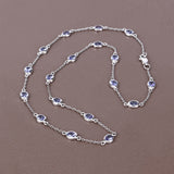 5.94 Carat Genuine Tanzanite .925 Sterling Silver Necklace