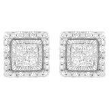 10K White Gold 1/2 cttw Invisible Set Princess-Cut Diamond Square Stud Earring (I-J Color, I1-I2 Clarity)