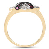 14K Yellow Gold Plated 0.57 Carat Genuine Ruby and White Cubic Zirconia .925 Sterling Silver Ring