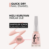 Flormar Quick Dry Nail Polish 002 Soft Pink High Pigment 11ml