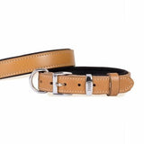 Doggie Comfort Leather Dog Collar Camel Adjustable 50cm
