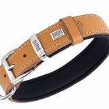 Doggie Comfort Leather Dog Collar Camel Adjustable 50cm