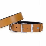 Doggie Comfort Leather Dog Collar Camel for Large Breeds 65 cm