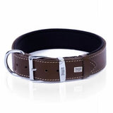 Doggie Comfort Leather Dog Collar Brown Durable Fit 55 cm