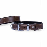 Doggie Comfort Leather Dog Collar Brown Adjustable 42-50cm