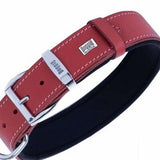 Doggie Comfort Red Leather Dog Collar for Large Breeds 55cm