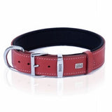 Doggie Comfort Red Leather Dog Collar for Large Breeds 60cm