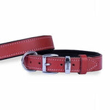 Doggie Comfort Red Leather Dog Collar for Medium Breeds 50cm