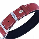 Doggie Comfort Red Leather Dog Collar Adjustable 60 cm