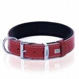 Doggie Comfort Red Leather Dog Collar Adjustable 60 cm