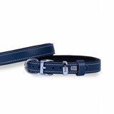 Doggie Comfort Leather Dog Collar Royal Blue 30-35cm