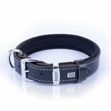 Doggie Comfort Leather Dog Collar Black Padded 45cm