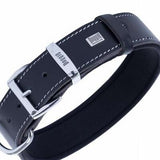 Doggie Comfort Leather Dog Collar Adjustable Black 47-55cm