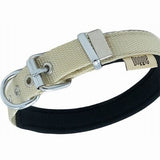 Doggie Comfort Woven Dog Collar Khaki Leather Details 30-35cm
