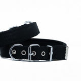 Doggie Comfort Woven Black Dog Collar for Large Breeds 47-55cm