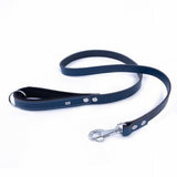 Doggie Comfort Classic Leather Dog Leash Royal Blue 2.5x120cm