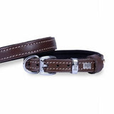 Doggie Comfort Leather Dog Collar Brown Adjustable 20-25cm
