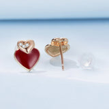 925 Sterling Silver Earrings with Enamel Finish and Pavé Setting in Rose Gold