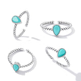 925 Silver 0.2cm Turquoise Ring for Women