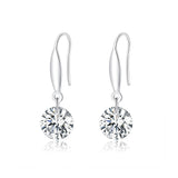 S925 Sterling Silver Earrings 2.6x0.8cm Plated Platinum with Pavé Setting CZ for Women
