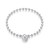 925 Sterling Silver White Gold Plated 17cm Bracelet with CZ Paved Setting for Women