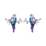 925 Sterling Silver Enamel Process Pavé Setting CZ Earrings
