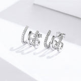 S925 Sterling Silver Platinum Plated Pavé Setting CZ Earrings