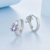 925 Sterling Silver White Gold Plated Enamel CZ Hoop Earrings for Women
