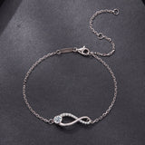 925 Sterling Silver Moissanite Pavé Bracelet for Women - 21cm, White Gold Plated, CZ