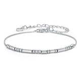 925 Sterling Silver White Gold Plated Bracelet 15+6cm for Women
