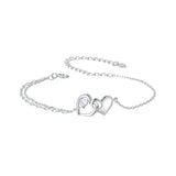 925 Sterling Silver Bracelet with Pave Setting CZ and White Gold Plating