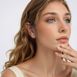 925 Sterling Silver Earrings with Plated White Gold and CZ