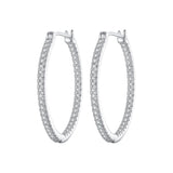925 Sterling Silver Earrings with Pave Setting CZ in White Gold for Women