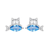925 Sterling Silver 0.8cm White Gold Plated CZ Earrings for Women