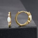 925 Sterling Silver Moissanite and Opal White Gold Plated Earrings for Women