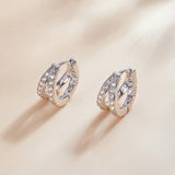 S925 Sterling Silver Earrings with Pavé Setting CZ, 1.1*0.6cm, for Women