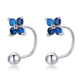 925 Sterling Silver Earrings with Pavé CZ & Platinum Plating for Women