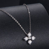 925 Sterling Silver & White Gold Plated Moissanite Necklace 40+5cm for Women