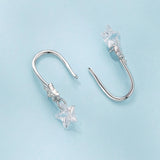 925 Sterling Silver Earrings with Pavé Setting CZ, White Gold Plating, 2.1*0.6cm, for Women
