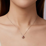 925 Sterling Silver Necklace with Natural Golden Sunstone, 40+5cm, Plated White Gold for Women