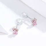 925 Sterling Silver Earrings with Plated Platinum and Pavé Set CZ, 0.4cm for Women