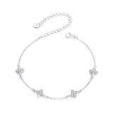 925 Sterling Silver White Gold Plated Adjustable CZ Bracelet for Women