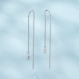 925 Sterling Silver Plated White Gold Water Droplet Earrings for Women